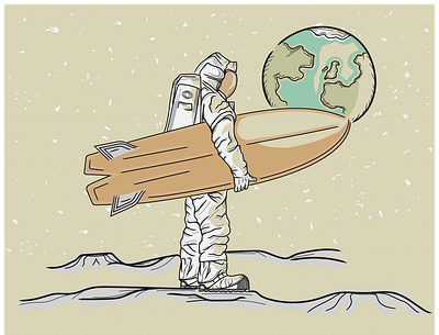 Space Surfer art design illustration illustrator minimal surf design surf illustration surfart surfboard vector