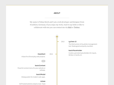 Timeline about gold personal portfolio projects timeline website work