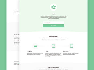 Rosid animation clean flat green minimal page site static website whitespace