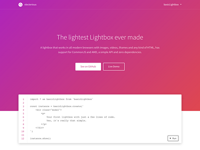 basicLightbox animation clean code framework gradient header hero minimal page site static website