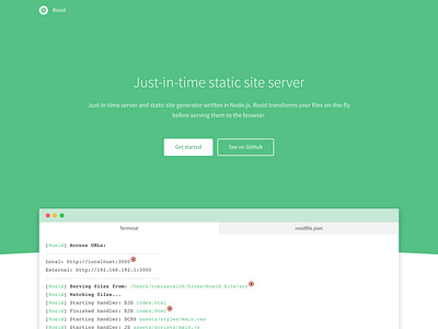 Rosid v2 animation clean flat green minimal page site static website whitespace