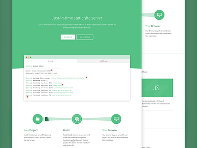 Rosid v2 animation clean flat green minimal page site static website whitespace