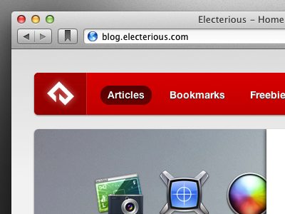 Electerious Blog blog header menu pixelmator red typography website