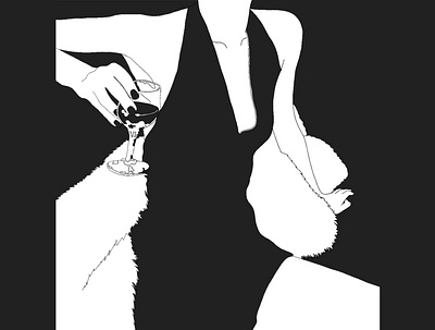 Fur black black and white illustration