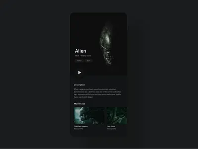 Daily UI 25 - TV App alien aliens app cinema dailyui film movie movie app movies ui ui challenge ux webdesign xenomorph