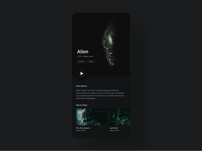 Daily UI 25 - TV App alien aliens app cinema dailyui film movie movie app movies ui ui challenge ux webdesign xenomorph