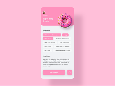 Daily UI 40 - Recipe app dailyui design donut donuts minimal recipe recipe app recipes ui ui challenge web webdesign