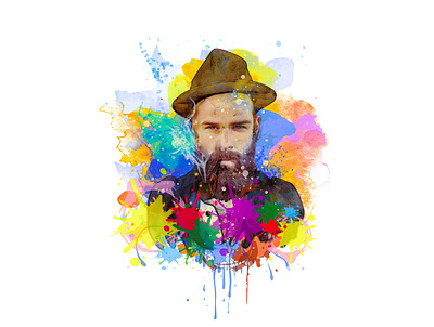 The cowboy with mustache in a hat, smoking a ciga, Free Smoking artwork background brush ciga ciga cowboy design hat illustrator poster smoker smoking pipe tshirt design vector watercolor art watercolor illustration