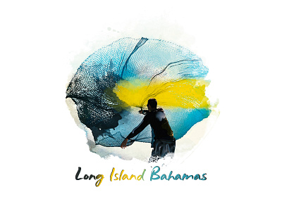 Long Island Bahamas artwork bahamas casting net design graphic design illustration illustrator logo long island tshirt design ui vector water watercolor art watercolor illustration