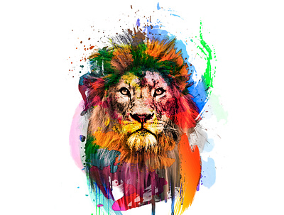 Lion Colorfull watercolor artwork branding colo color design graphic design illustration illustrator logo tshirt design vector watercolor art watercolor illustration