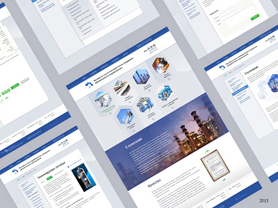 12 Corporate site for Petrochemical engineering company blue construction corporate hexagon industry oil oldschool petrol skeuomorph ui webdesign