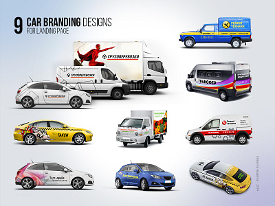 36 car branding designs for landing page content