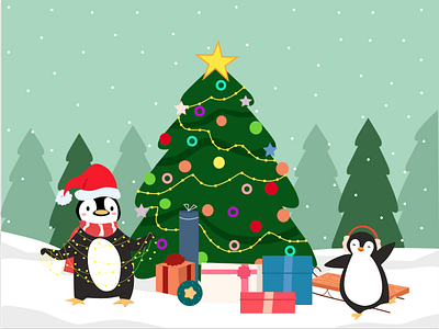 Christmas penguins! christmas design illustration penguins