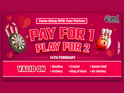 Screen Creative on Valentine's day 14 feb arcade bowling branding design gaming graphicdesign offer promotion promotional design valentine day videogame