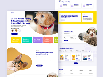 Pet Care Website UI Design Concept cat clean ui design dog pet petcare sketch stock typography ui ux web website