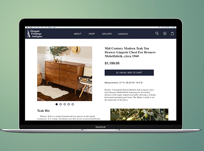 Elegant Findings Antiques Website antiques art design shop thrift thrifting ui ux web webdesign
