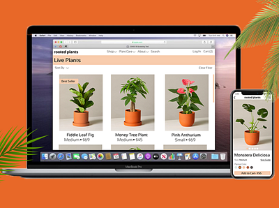 Rooted Plants Web Design art design illustration plants plants app shop ui ux