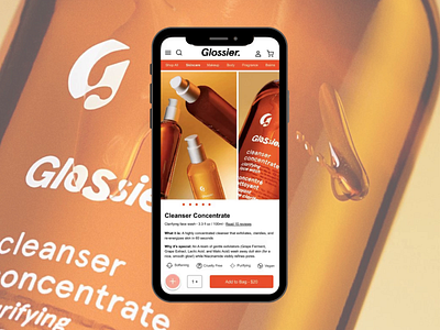 Glossier App animation app branding cleanser design figma glossier illustration invision makeup shopping ui ux
