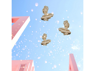 Sky Statues collage design graphic design