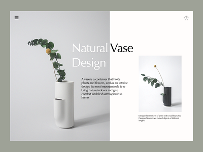 Natural vase design hero branding design flat minimal ui web website