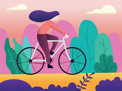 girl on the bike adobe illustrator drawing illustraion people