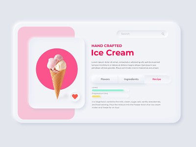 Ice cream page clean design ice cream ice cream cone like neumorphism pink ui ui design ui ux ux web design website