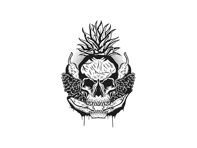 Without Fruit, Death dark digtal fruit grapes illustration skull