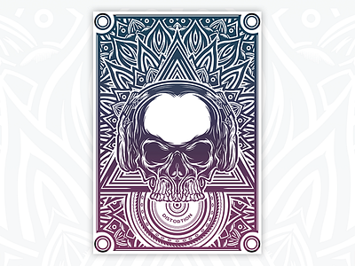 Distortion poster headphones illustration illustrator mandala manga sketch skull studio vector