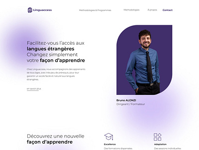 Linguaccess blurry design graphic design hello dribble home office language learning purple school ui website