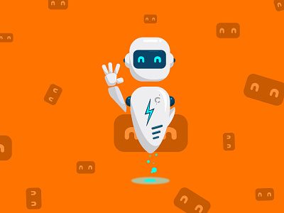 Ibot orange theme design icon illustration robot vector