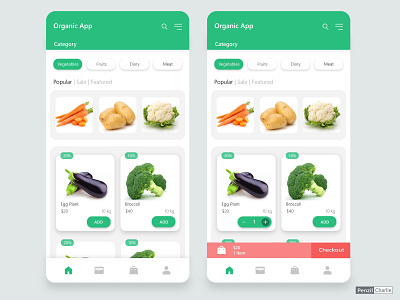 Organic App mobile branding ecommerce app food app illustration mobile app ui vegetable
