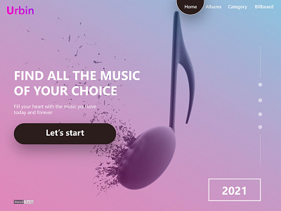 Urbin Music adobe ilustrator app concept design illustration music music app music website ui uiux design ux website website design