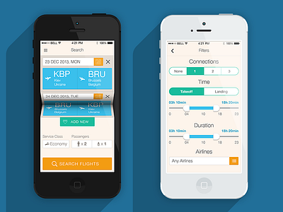 Ticket App app clean design filter flat interface ios iphone navigation simple travel ui