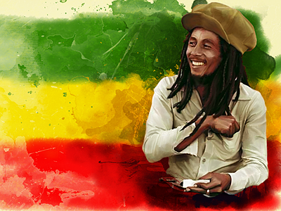 Bob Marley color graphic green grunge illustration music red web yellow