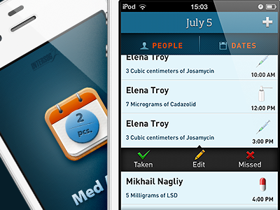 Med Agenda application blue color design free interface ios iphone ui ux