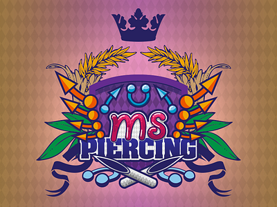 ms Piercing blue color colorfull logo piercing pink shield vector