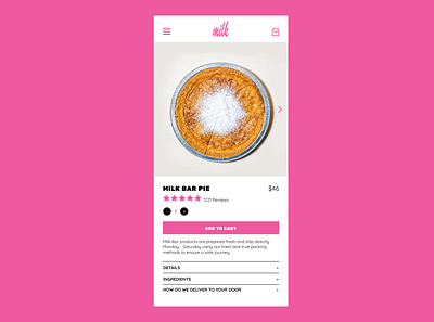Milk Bar Mobile App ui ui design