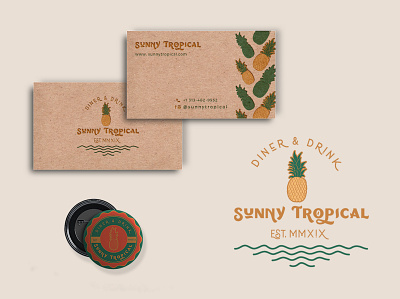 Sunny Tropical Restaurant Logo and Branding badge logo branding business card design graphic design logo mockup vector