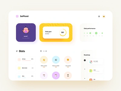 Child's Progress Dashboard app badge child coach cuberto daily dashboard design goal graphics icons illustration parent progress time ui ux web