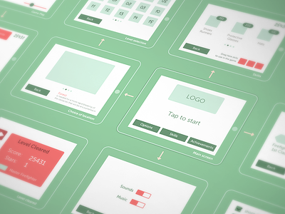 Wireframing for our game button cuberto frame game greenprint icons ipad layout prototype sketch ui ux wireframe