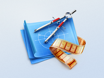 Compasses MacOS icon 3d app blue compasses cuberto film graphics icons illustration macos paper print sketches