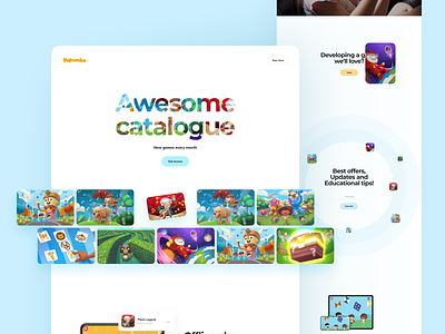 Papumba Landing Page academy app cuberto education fun graphics icons illustration interface kids landing page preschooler ui ux web