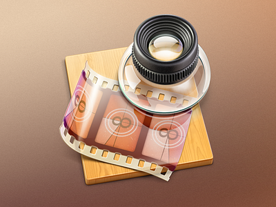 Lens MacOS icon app cuberto film glass graphics icons illustration lens macos wood
