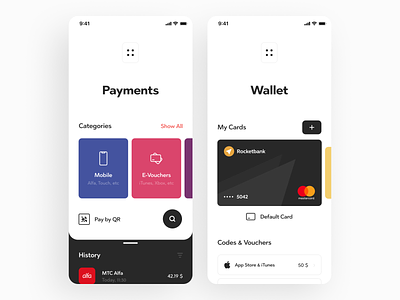 QBC Banking App app bank bill card cuberto design finance graphics history icons ios mobile payment transaction ui ux wallet
