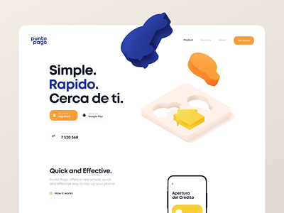 Punto Pago Landing Page account app cuberto graphics icons illustration landing page payment service terminal ui utility ux web