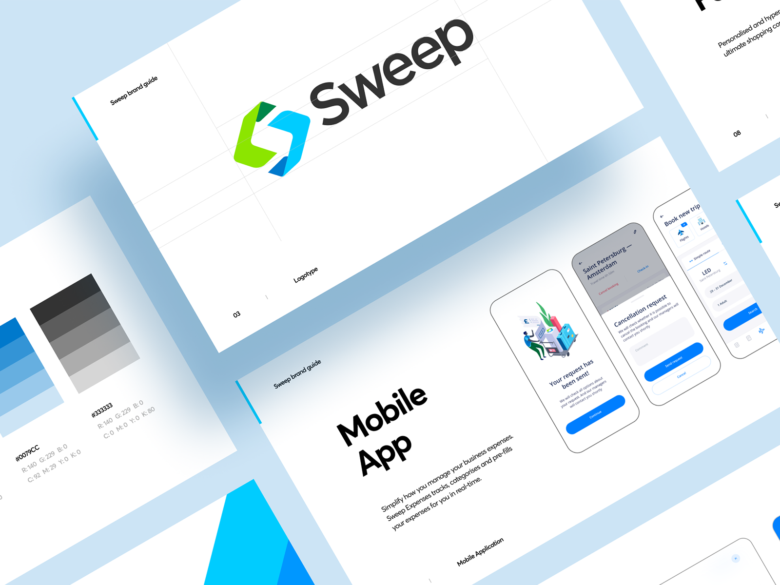 Sweep Expenses Branding cube symbol guideline travel account finance expenses vector brandbook logo branding illustration app graphics icons ux ui cuberto