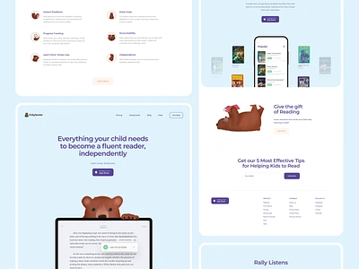 RallyReader Landing Page Design book child cuberto education graphics icons illustration landing page learning library rally read school ui ux web