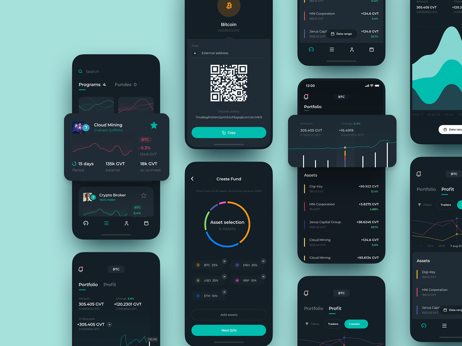 Genesis Vision Mobile App Design fund trader tool management investors charts trading ecosystem mobile ios illustration app graphics icons ux ui cuberto