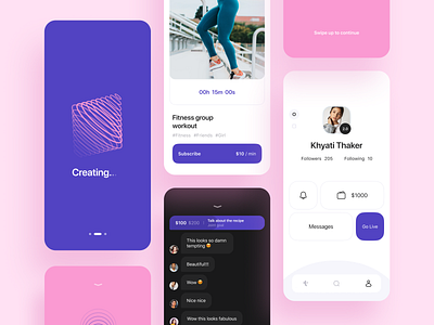 Private Paid Streaming App app chat cuberto graphics group icons illustration mobile private publish social stream ui ux video