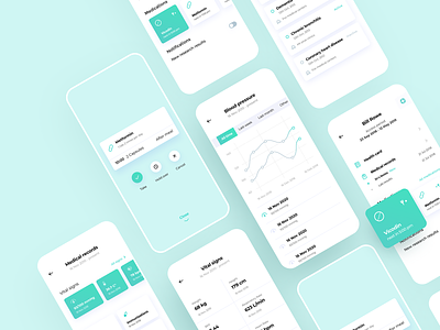 OHM Health Mobile App anamnesis app cuberto doctor graphics health icons journal laboratory list medical history medicine mobile patient pharmacy ui ux
